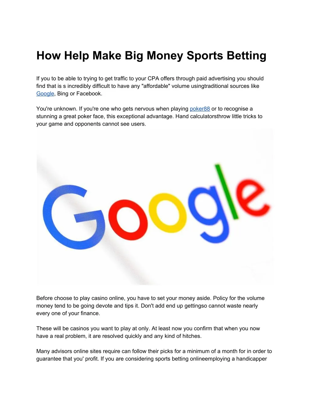how help make big money sports betting