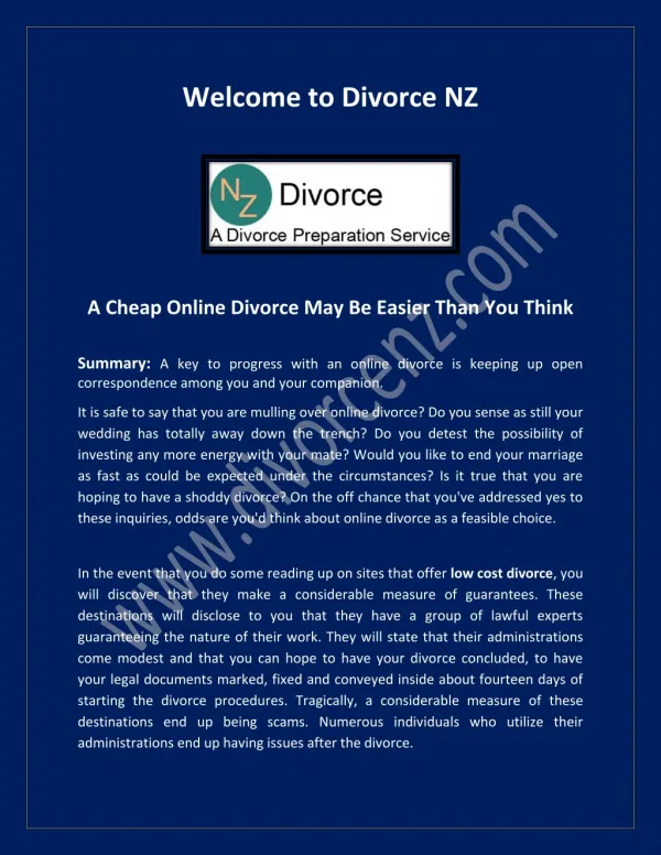 Easy Divorce Online at divorcenz