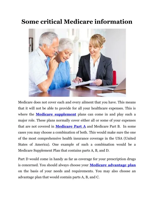 Some critical Medicare information