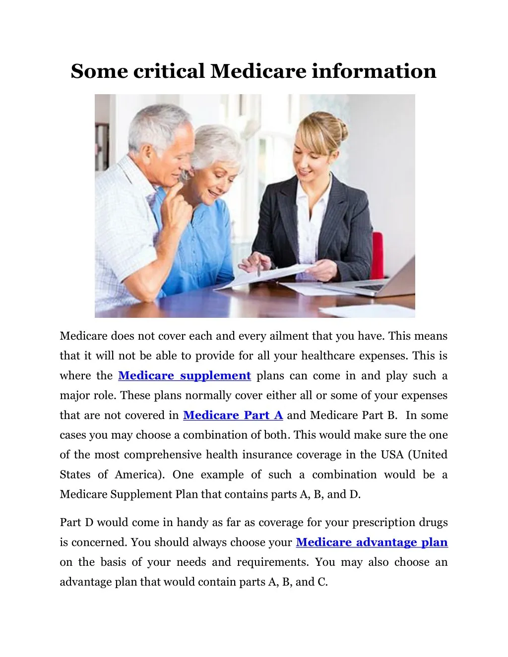 some critical medicare information