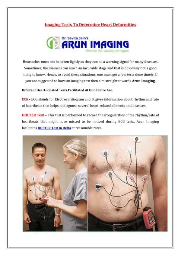 Imaging Tests To Determine Heart Deformities