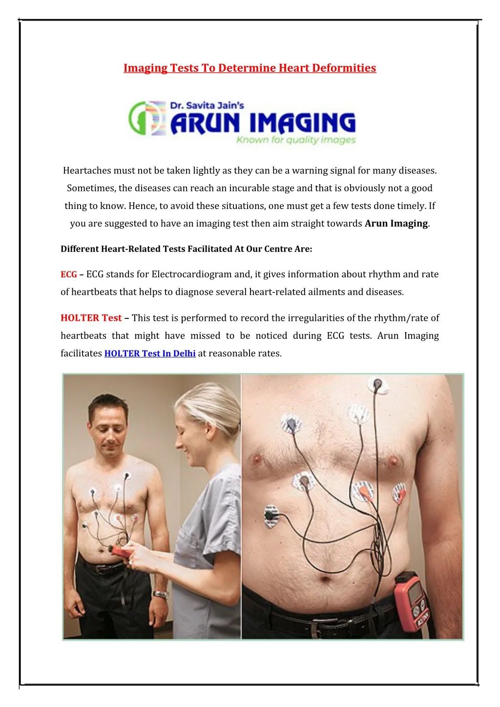 imaging tests to determine heart deformities