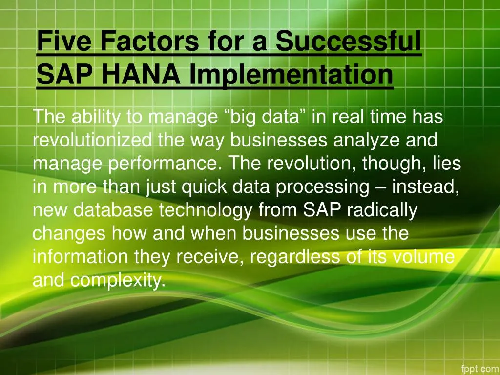 five factors for a successful sap hana implementation