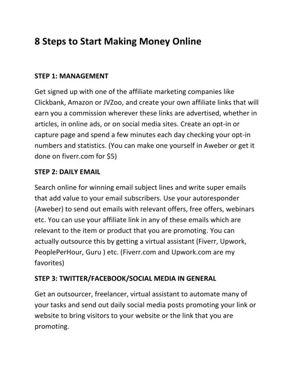 8 steps to start making money online