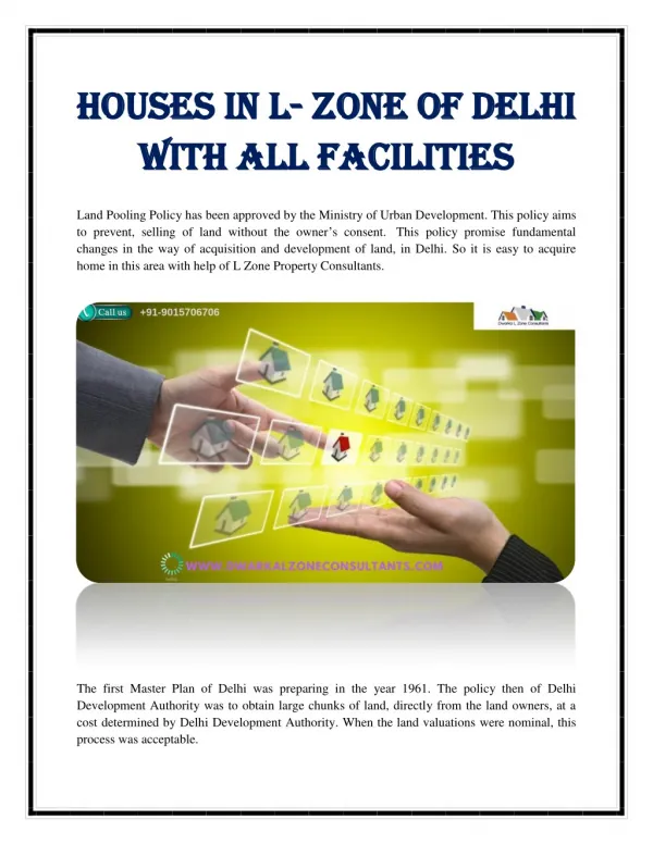 Houses in L- zone of Delhi with all facilities