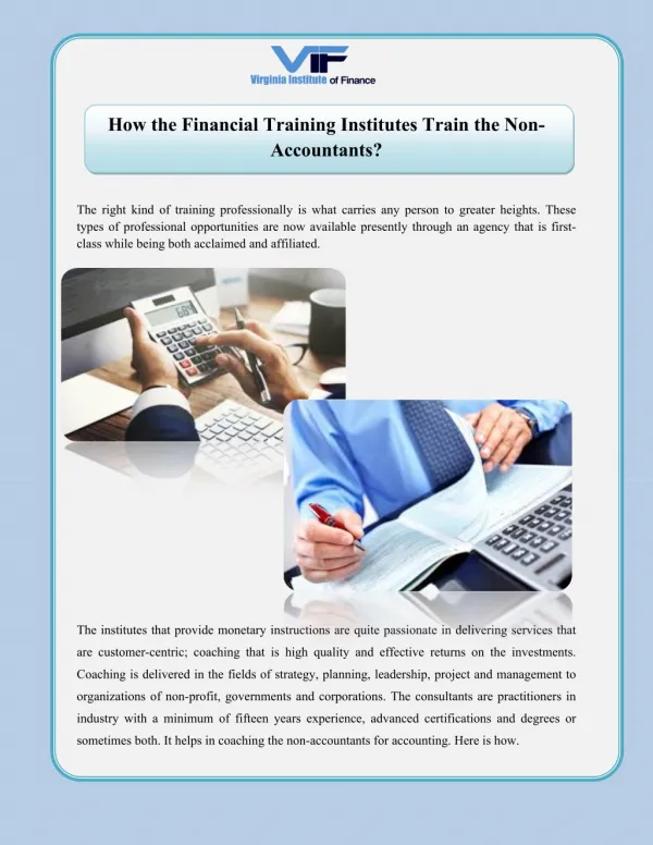 How the Financial Training Institutes Train the Non-Accountants?
