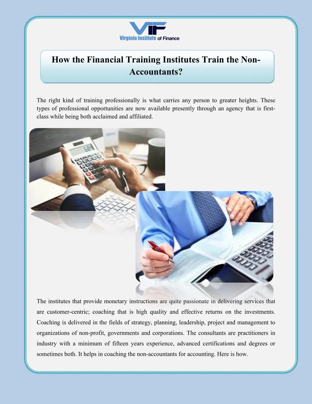 how the financial training institutes train
