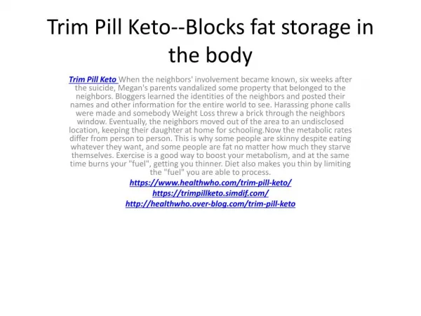 Trim Pill Keto--Obtain A Flat Stomach