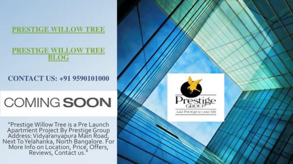 Prestige Willow Tree Bangalore Floor Plans