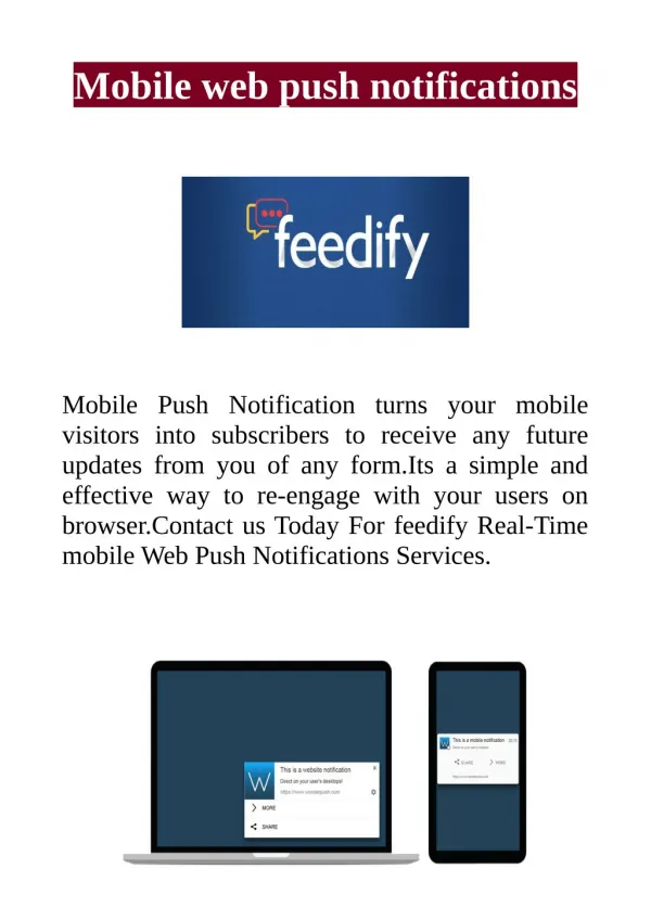 Mobile web push notifications