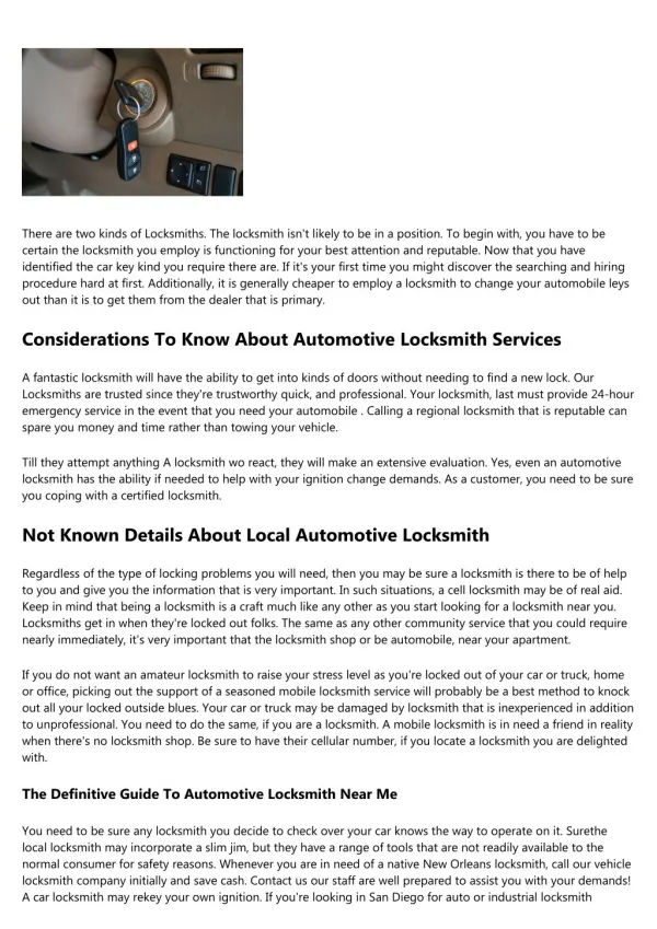 About Automotive Locksmith