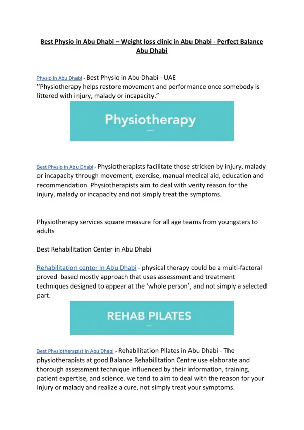 Best physio in Abu Dhabi - Weight loss clinic in Abu Dhabi