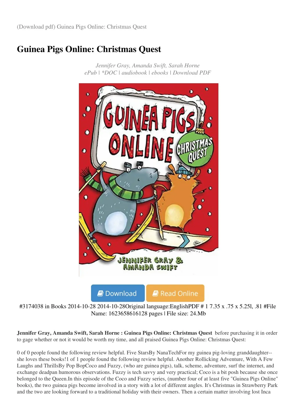 download pdf guinea pigs online christmas quest