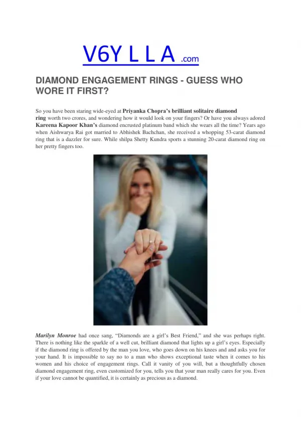 DIAMOND ENGAGEMENT RINGS – GUESS WHO WORE IT FIRST?