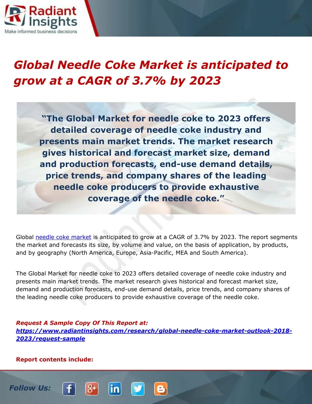global needle coke market is anticipated to grow