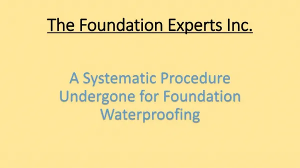 A Systematic Procedure Undergone for Foundation Waterproofing