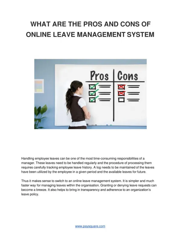 WHAT ARE THE PROS AND CONS OF ONLINE LEAVE MANAGEMENT SYSTEM