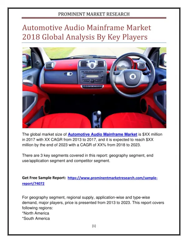Automotive Audio Mainframe Market 2018 Global Analysis By Key Players