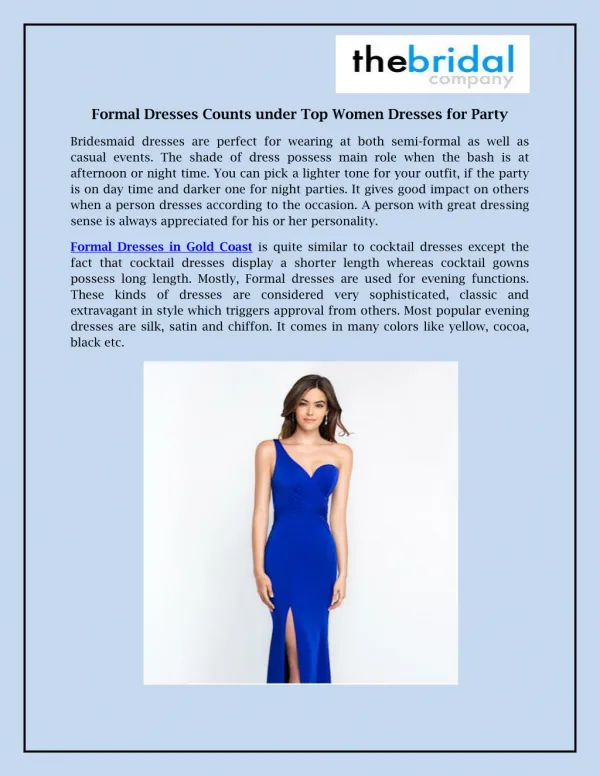 Formal Dresses Counts under Top Women Dresses for Party