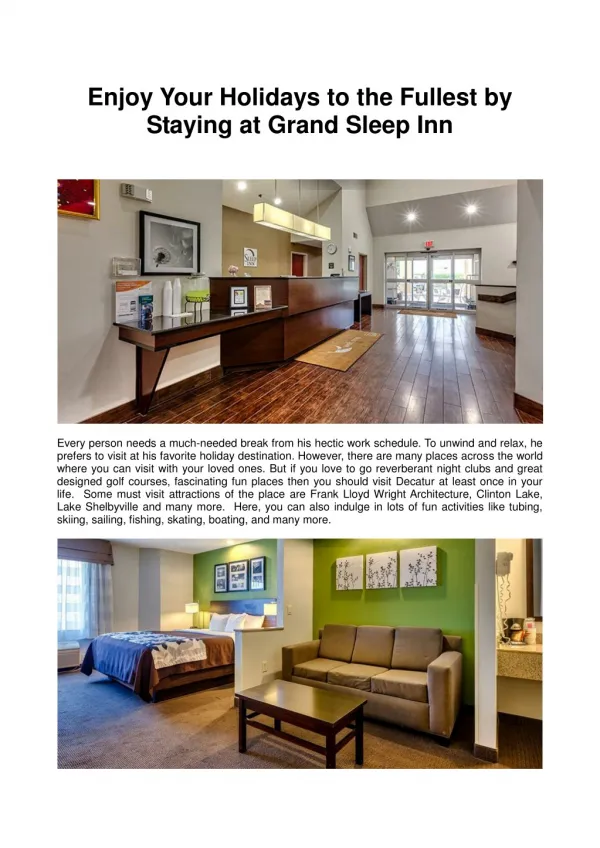 Enjoy Your Holidays to the Fullest by Staying at Grand Sleep Inn