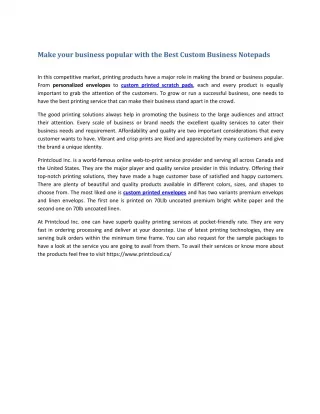 Make your business popular with the Best Custom Business Notepads - slide 1