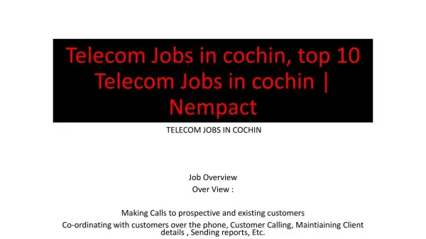 Telecom Jobs in cochin, top 10 Telecom Jobs in cochin | Nempact