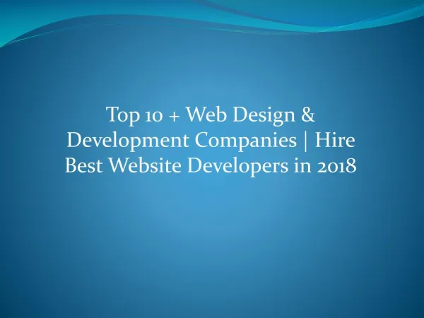 Top 10 Web development company list 2018