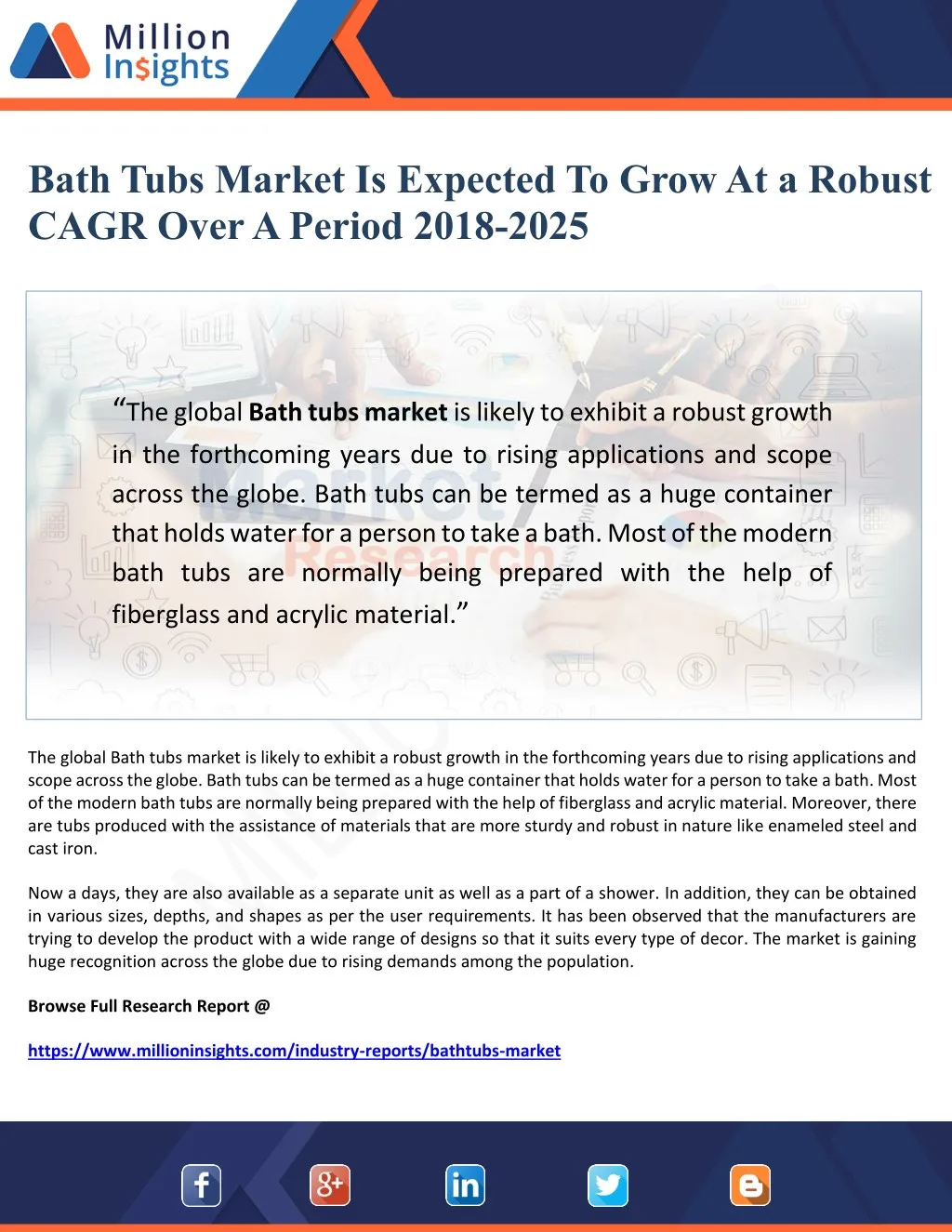 bath tubs market is expected to grow at a robust