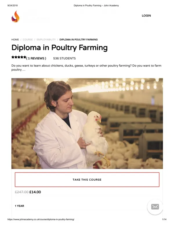 Diploma in Poultry Farming - John Academy