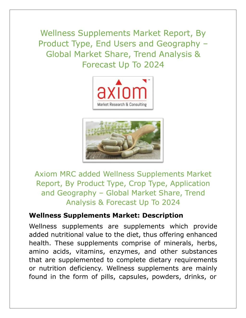 wellness supplements market report by product