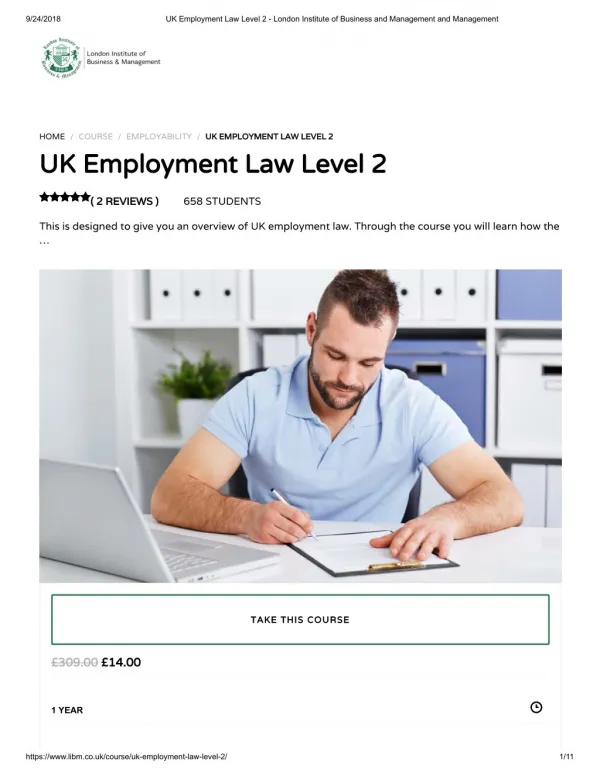 UK Employment Law Level 2 - LIBM