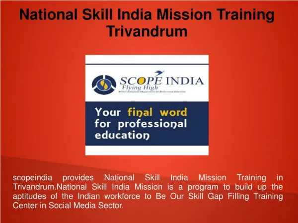 National Skill India Mission Training Trivandrum
