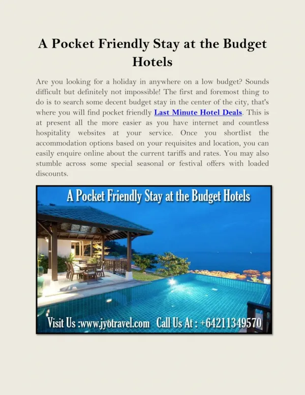 A Pocket Friendly Stay At The Budget Hotels