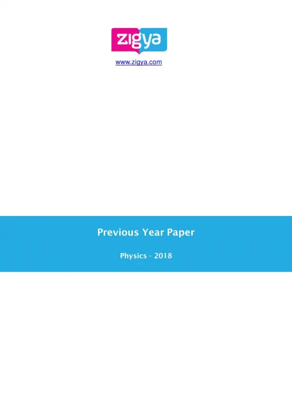 2018 NEET Physics Solved Paper