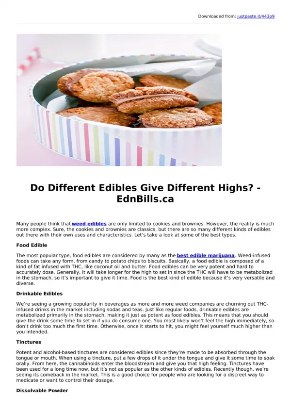 Do Different Edibles Give Different Highs? - EdnBills.ca