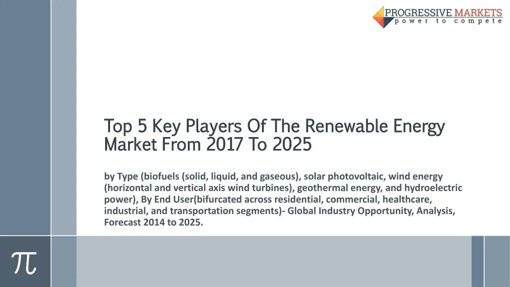 top 5 key players of the renewable energy market from 2017 to 2025