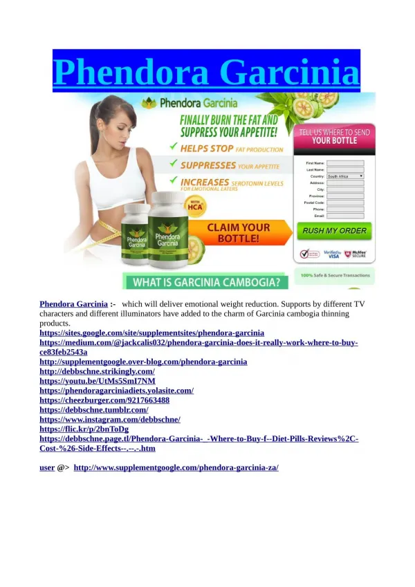 Phendora Garcinia | Reviews | Where to buy | Side Effects | Benfits