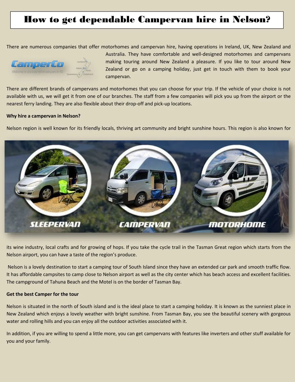 how to get dependable campervan hire in nelson