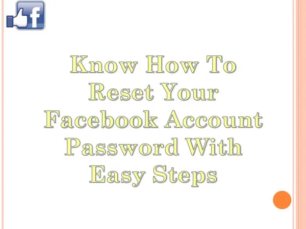 Easy Step for Reset Your Facebook Account Password