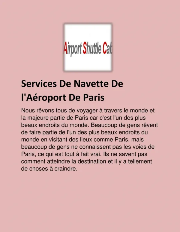 Savoir sur les services de navette aéroport à Paris