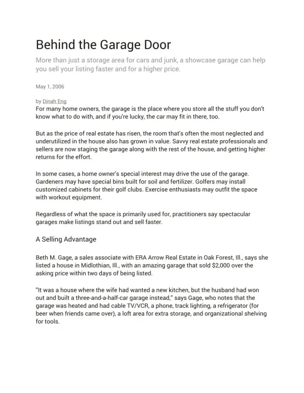 Behind the Garage Door