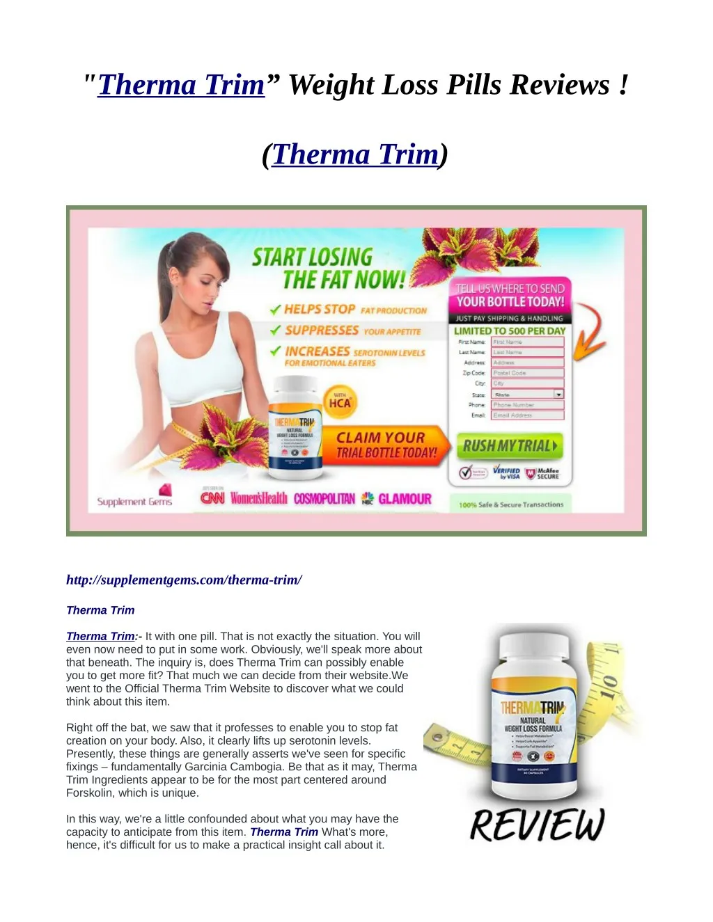 therma trim weight loss pills reviews