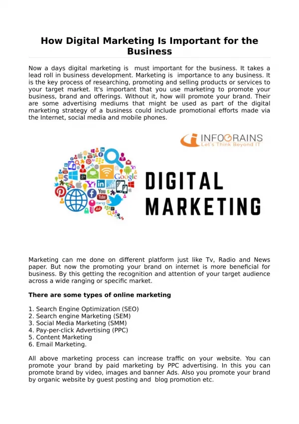 How Digital Marketing Is Important for the Business