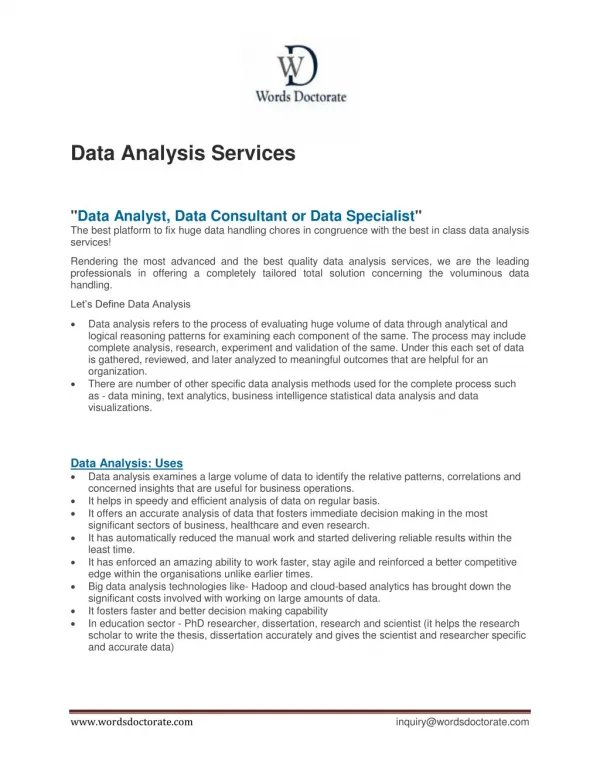 DATA ANALYSIS SERVICES