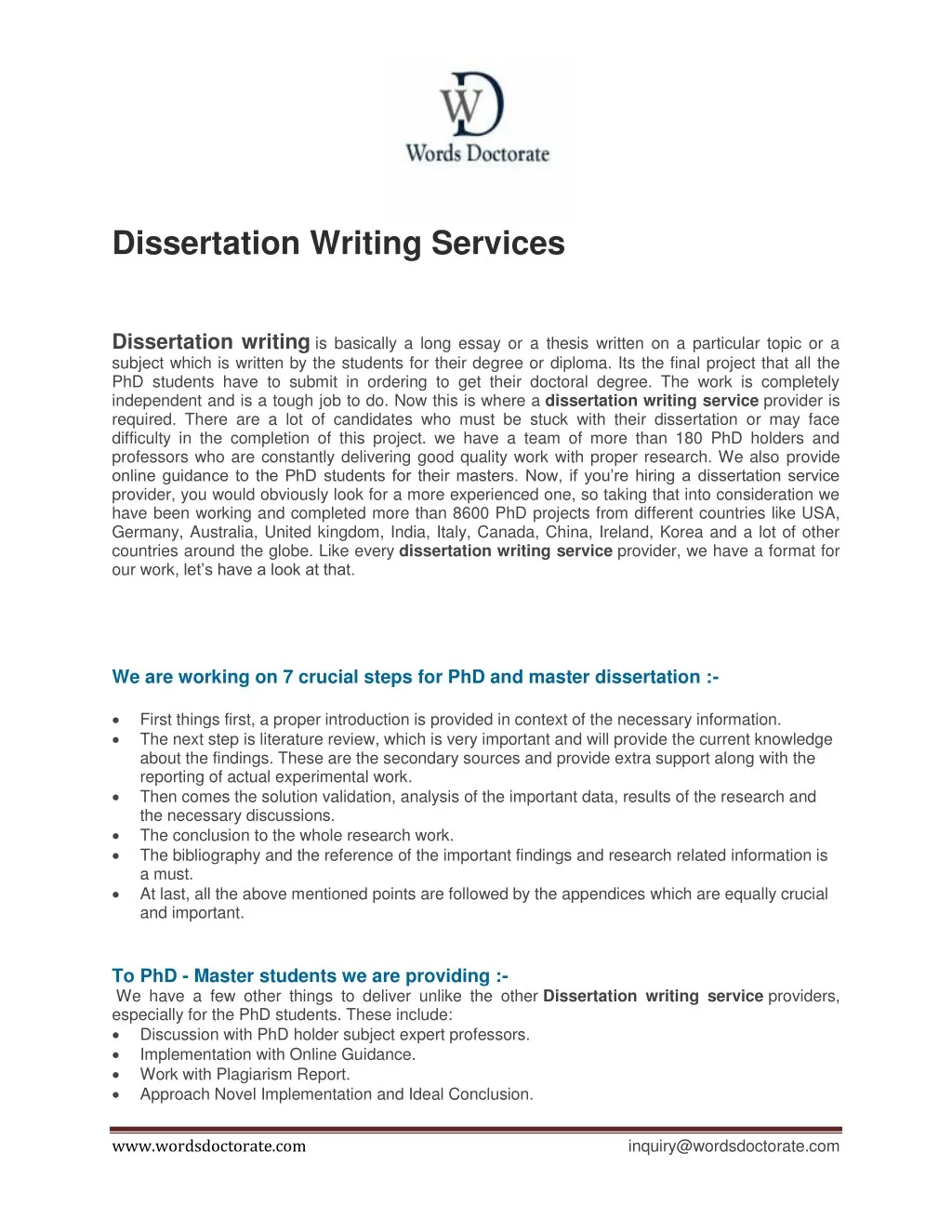 dissertation writing services