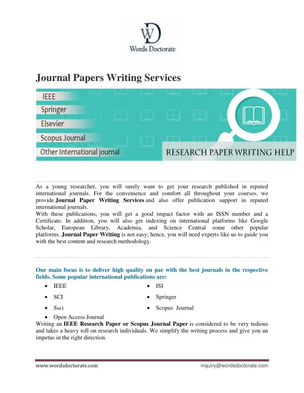 Journal Papers Writing Services