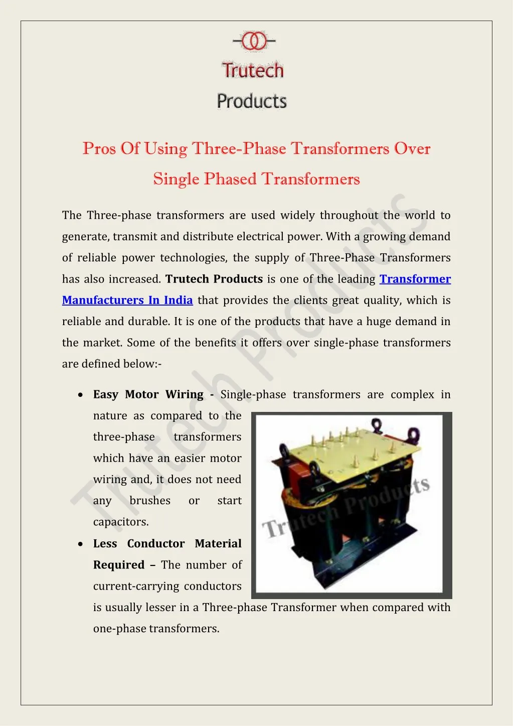 pros of using three phase transformers over