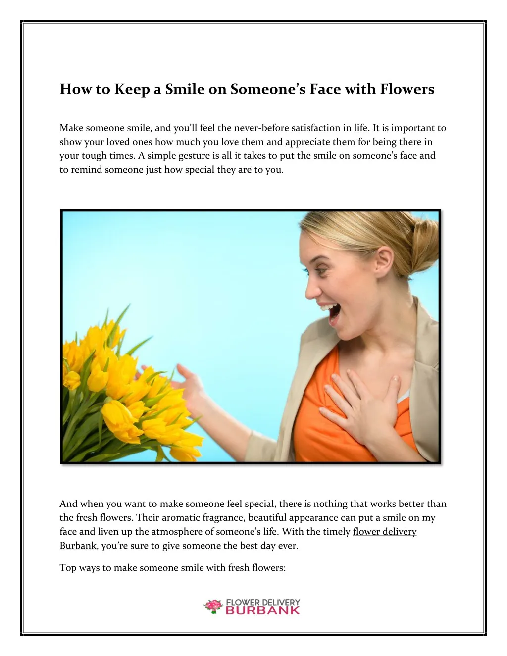 how to keep a smile on someone s face with flowers