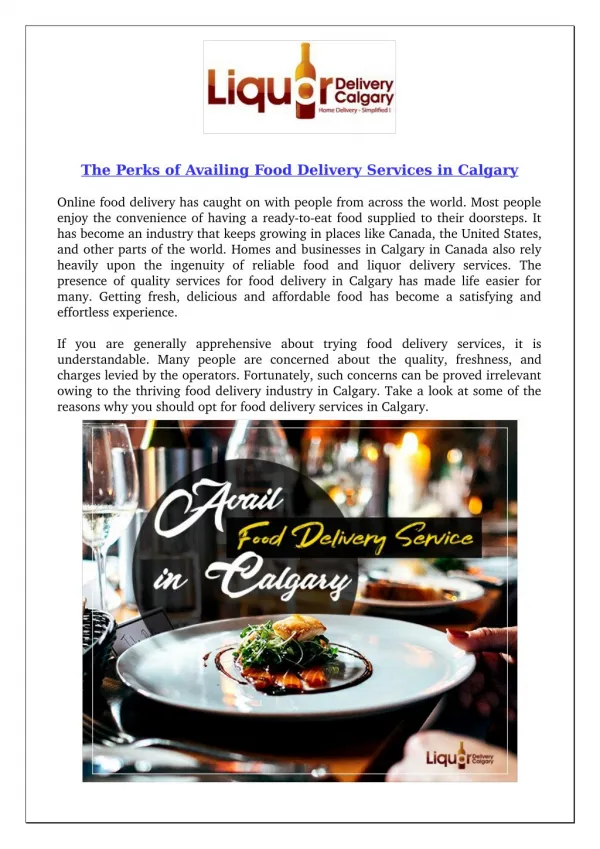 The Perks of Availing Food Delivery Services in Calgary