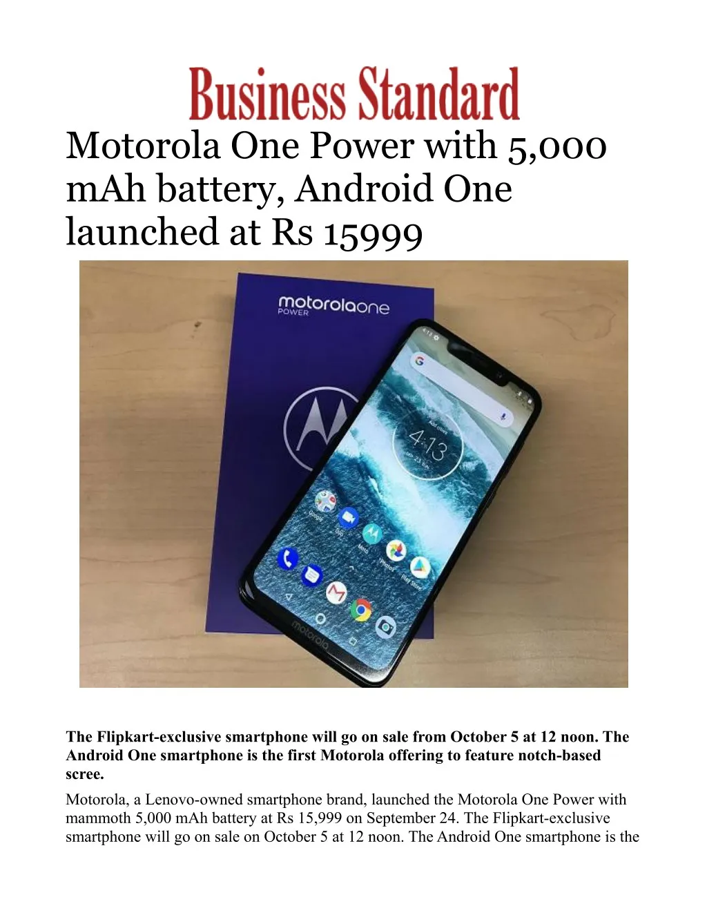 motorola one power with 5 000 mah battery android